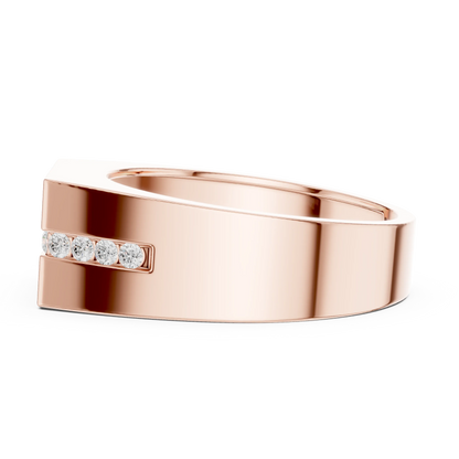 0.68 CTW Round Lab-Grown Diamond Geometric Men’s Band in 14K Gold