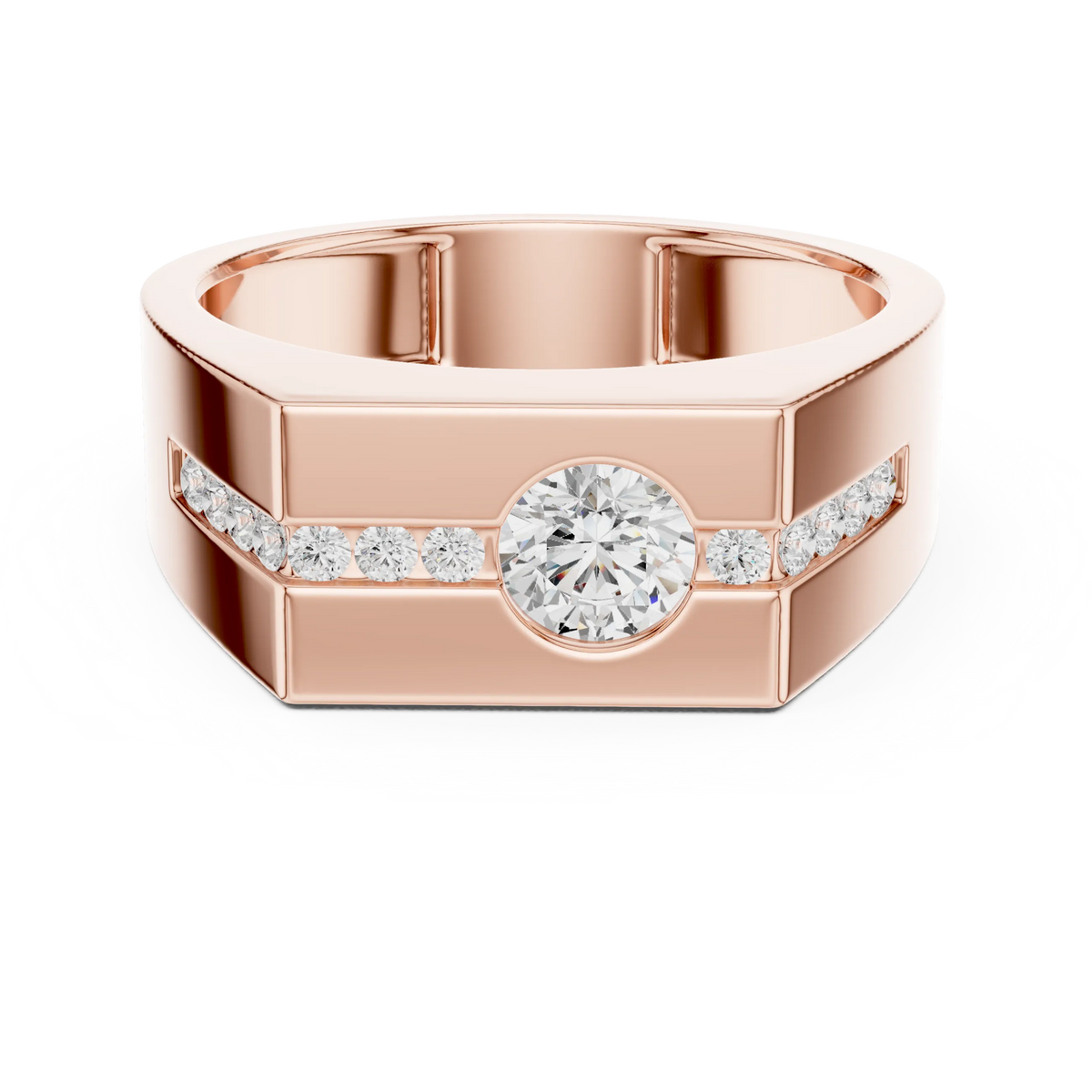 0.68 CTW Round Lab-Grown Diamond Geometric Men’s Band in 14K Gold