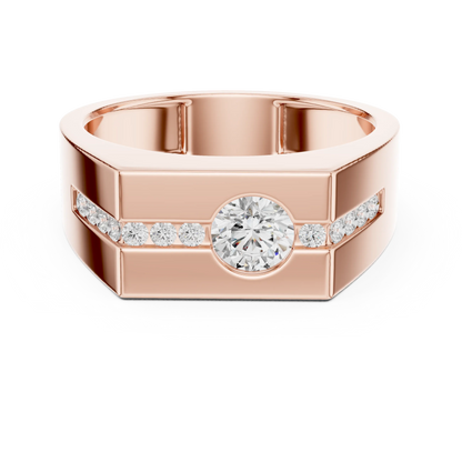 0.68 CTW Round Lab-Grown Diamond Geometric Men’s Band in 14K Gold