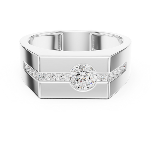 0.68 CTW Round Lab-Grown Diamond Geometric Men’s Band in 14K Gold