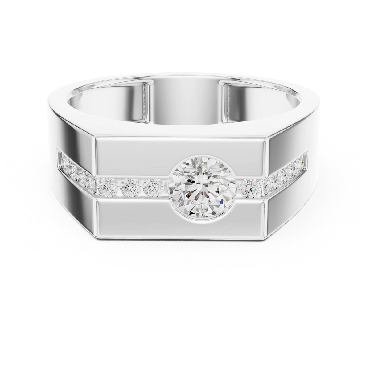 0.68 CTW Round Lab-Grown Diamond Geometric Men’s Band in 14K Gold