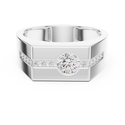 0.68 CTW Round Lab-Grown Diamond Geometric Men’s Band in 14K Gold