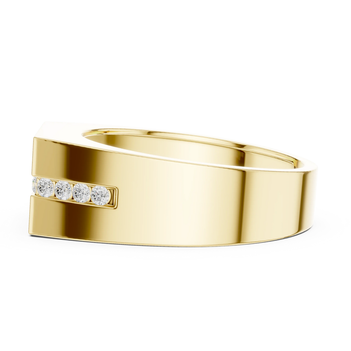 0.68 CTW Round Lab-Grown Diamond Geometric Men’s Band in 14K Gold