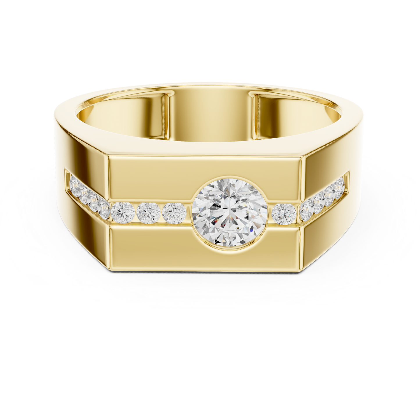 0.68 CTW Round Lab-Grown Diamond Geometric Men’s Band in 14K Gold