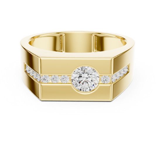 0.68 CTW Round Lab-Grown Diamond Geometric Men’s Band in 14K Gold