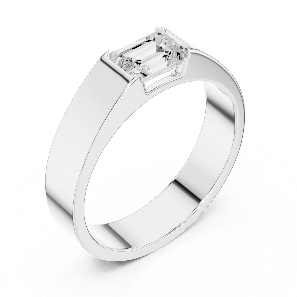 1.02 CT Emerald-Cut Lab-Grown Diamond Men’s Band in 14K Gold