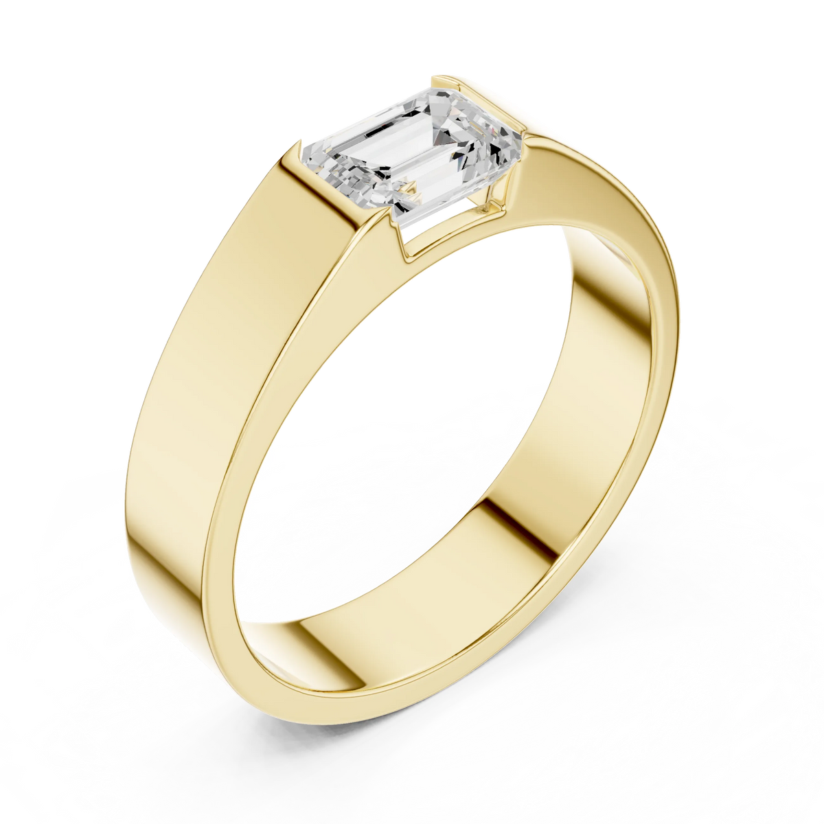 1.02 CT Emerald-Cut Lab-Grown Diamond Men’s Band in 14K Gold