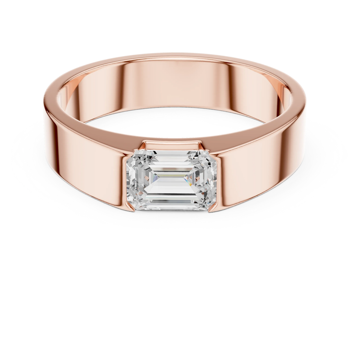 1.02 CT Emerald-Cut Lab-Grown Diamond Men’s Band in 14K Gold