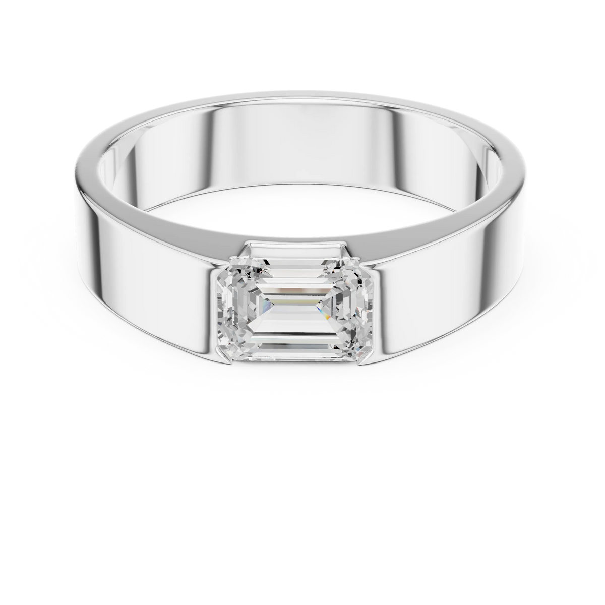 1.02 CT Emerald-Cut Lab-Grown Diamond Men’s Band in 14K Gold