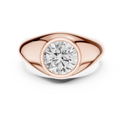 2.00 CT Round Lab-Grown Diamond Bezel-Set Men’s Signet Ring in 14K Gold