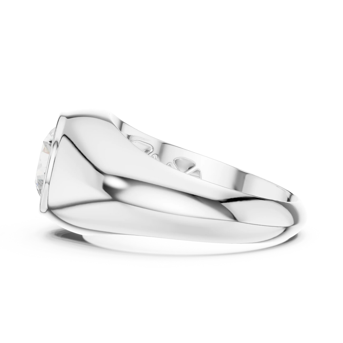 2.00 CT Round Lab-Grown Diamond Bezel-Set Men’s Signet Ring in 14K Gold