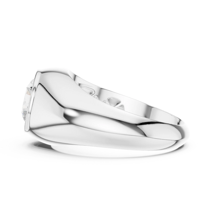 2.00 CT Round Lab-Grown Diamond Bezel-Set Men’s Signet Ring in 14K Gold