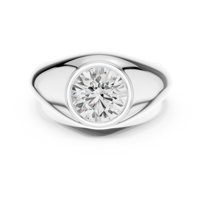 2.00 CT Round Lab-Grown Diamond Bezel-Set Men’s Signet Ring in 14K Gold