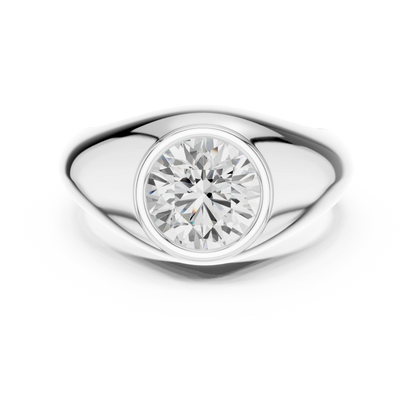 2.00 CT Round Lab-Grown Diamond Bezel-Set Men’s Signet Ring in 14K Gold