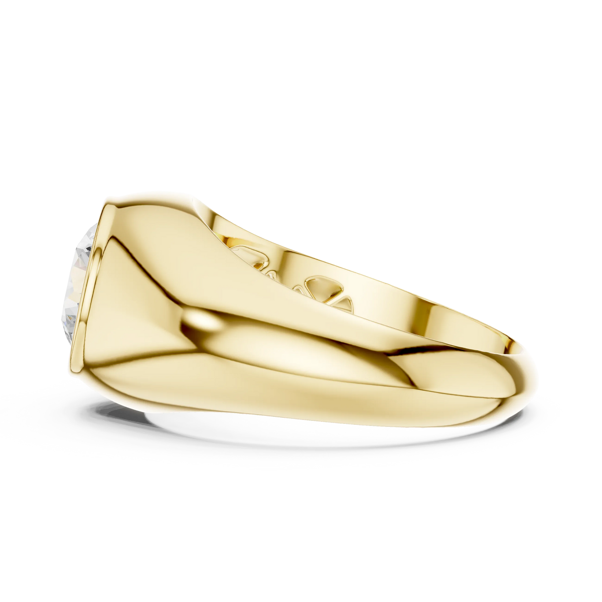 2.00 CT Round Lab-Grown Diamond Bezel-Set Men’s Signet Ring in 14K Gold