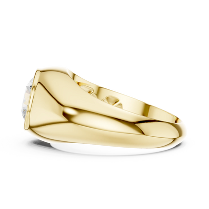 2.00 CT Round Lab-Grown Diamond Bezel-Set Men’s Signet Ring in 14K Gold