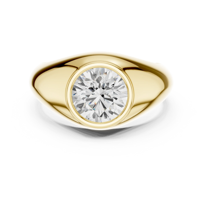 2.00 CT Round Lab-Grown Diamond Bezel-Set Men’s Signet Ring in 14K Gold