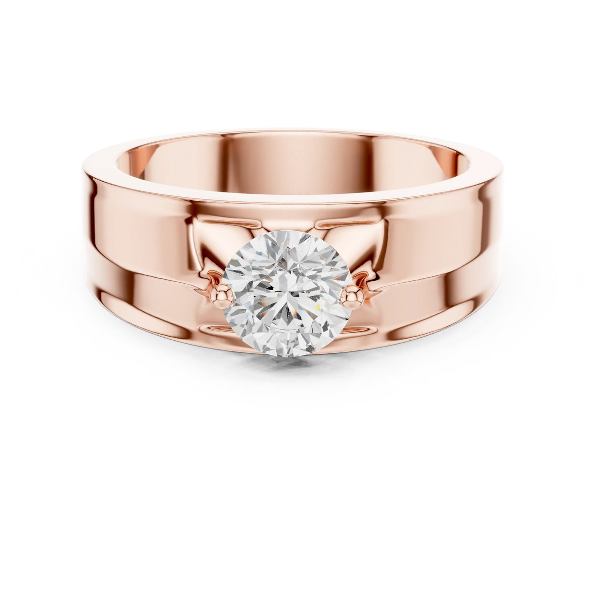 1.00 CT Round Lab-Grown Diamond Men’s Solitaire Ring in 14K Gold