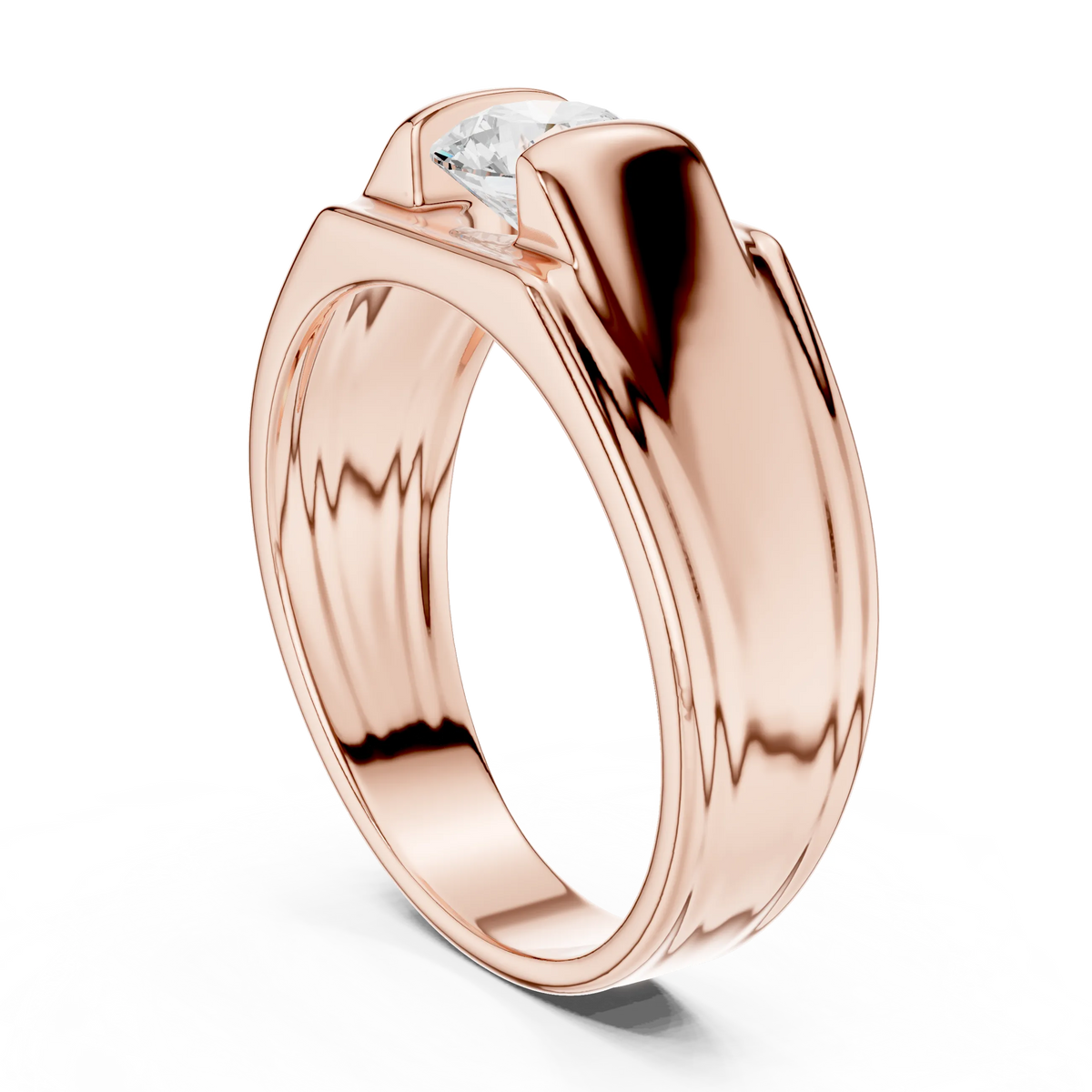 1.00 CT Round Lab-Grown Diamond Men’s Channel-Set Wide Ring in 14K Gold