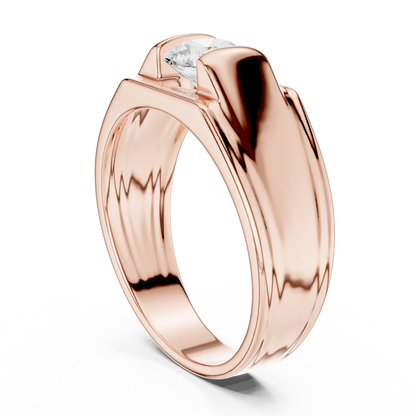1.00 CT Round Lab-Grown Diamond Men’s Channel-Set Wide Ring in 14K Gold