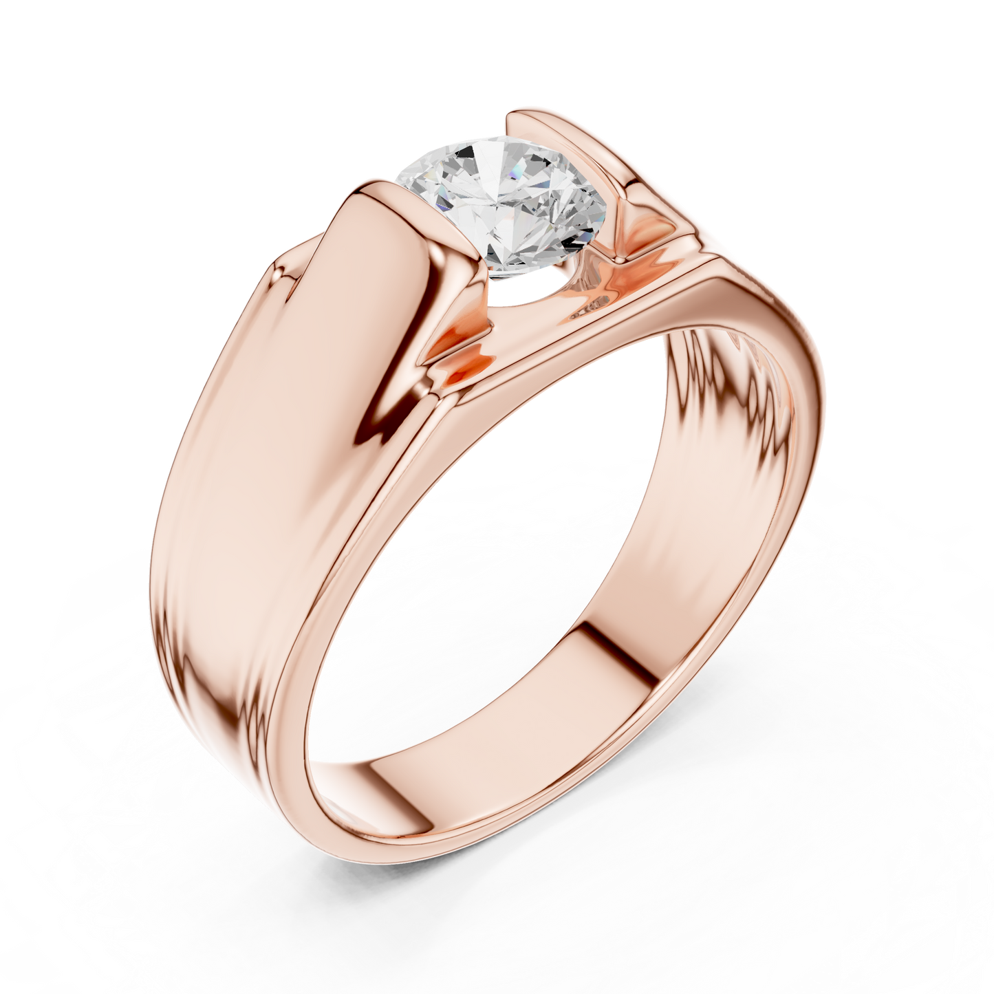 1.00 CT Round Lab-Grown Diamond Men’s Channel-Set Wide Ring in 14K Gold