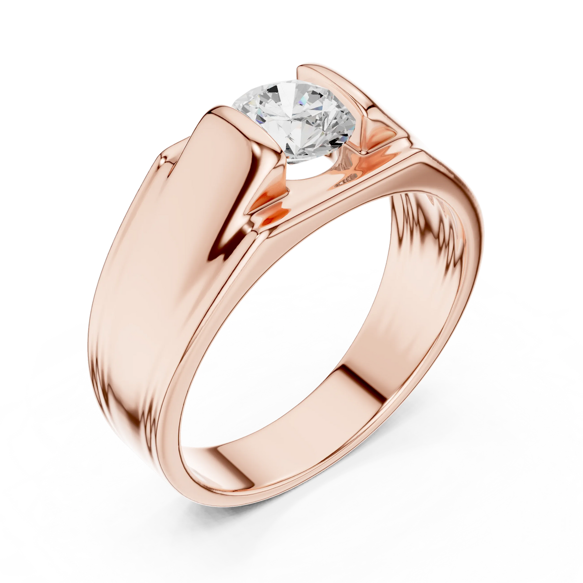 1.00 CT Round Lab-Grown Diamond Men’s Channel-Set Wide Ring in 14K Gold