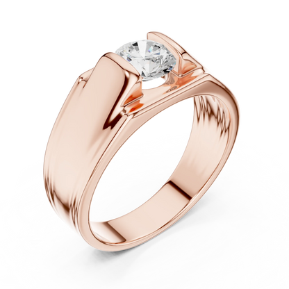 1.00 CT Round Lab-Grown Diamond Men’s Channel-Set Wide Ring in 14K Gold