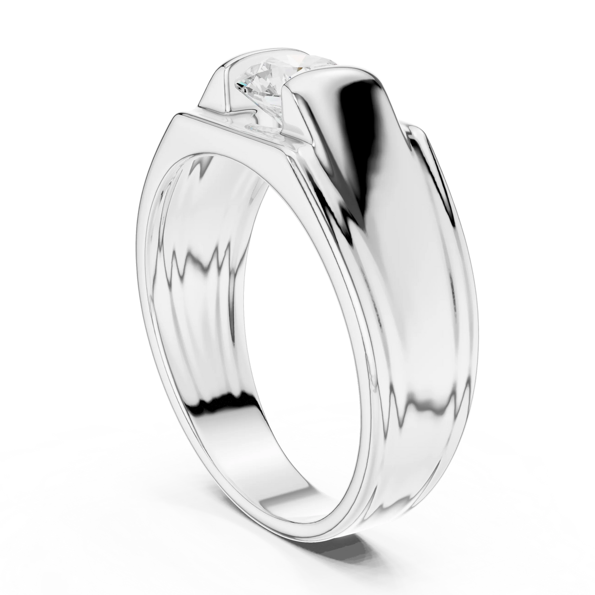 1.00 CT Round Lab-Grown Diamond Men’s Channel-Set Wide Ring in 14K Gold