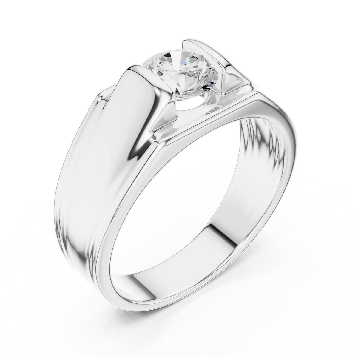 1.00 CT Round Lab-Grown Diamond Men’s Channel-Set Wide Ring in 14K Gold