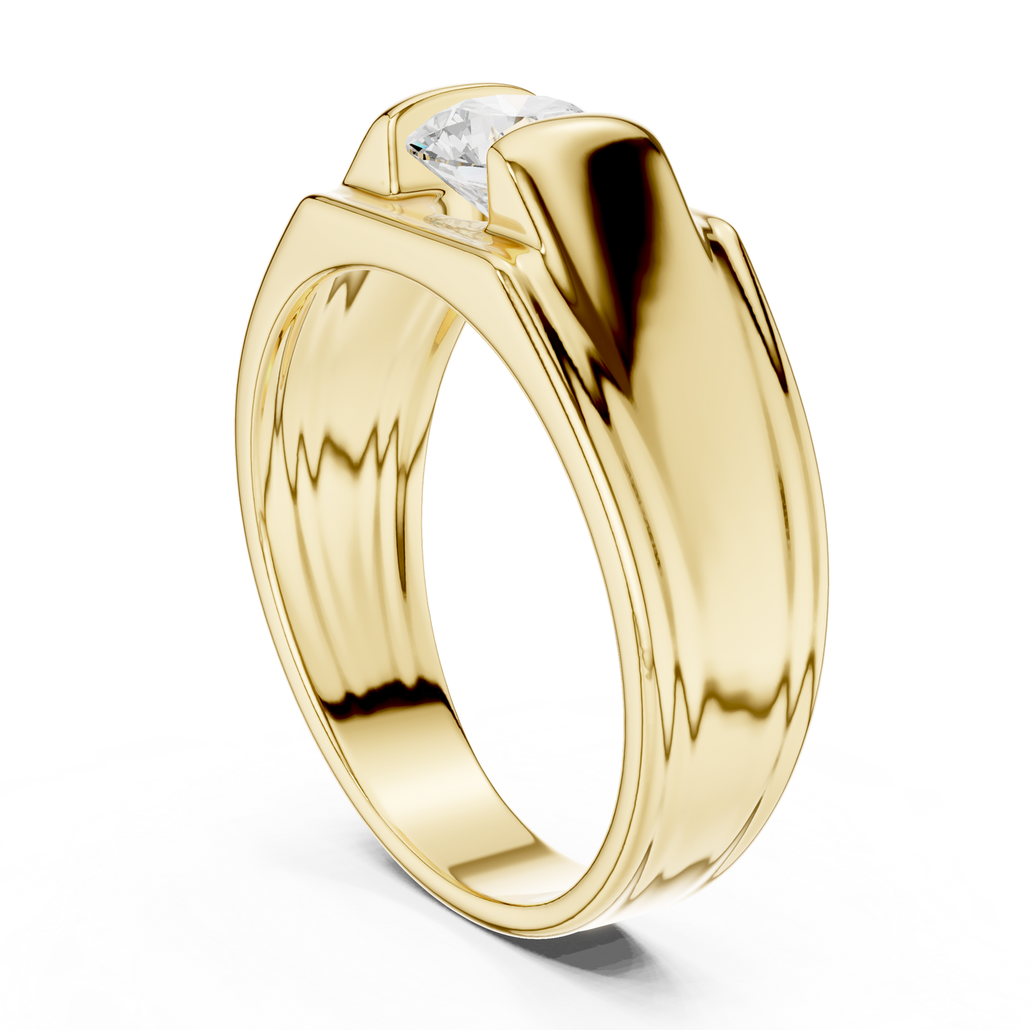 1.00 CT Round Lab-Grown Diamond Men’s Channel-Set Wide Ring in 14K Gold