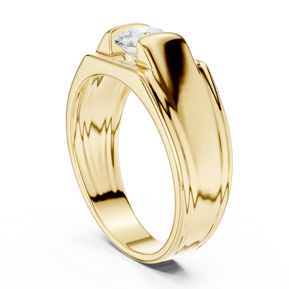 1.00 CT Round Lab-Grown Diamond Men’s Channel-Set Wide Ring in 14K Gold