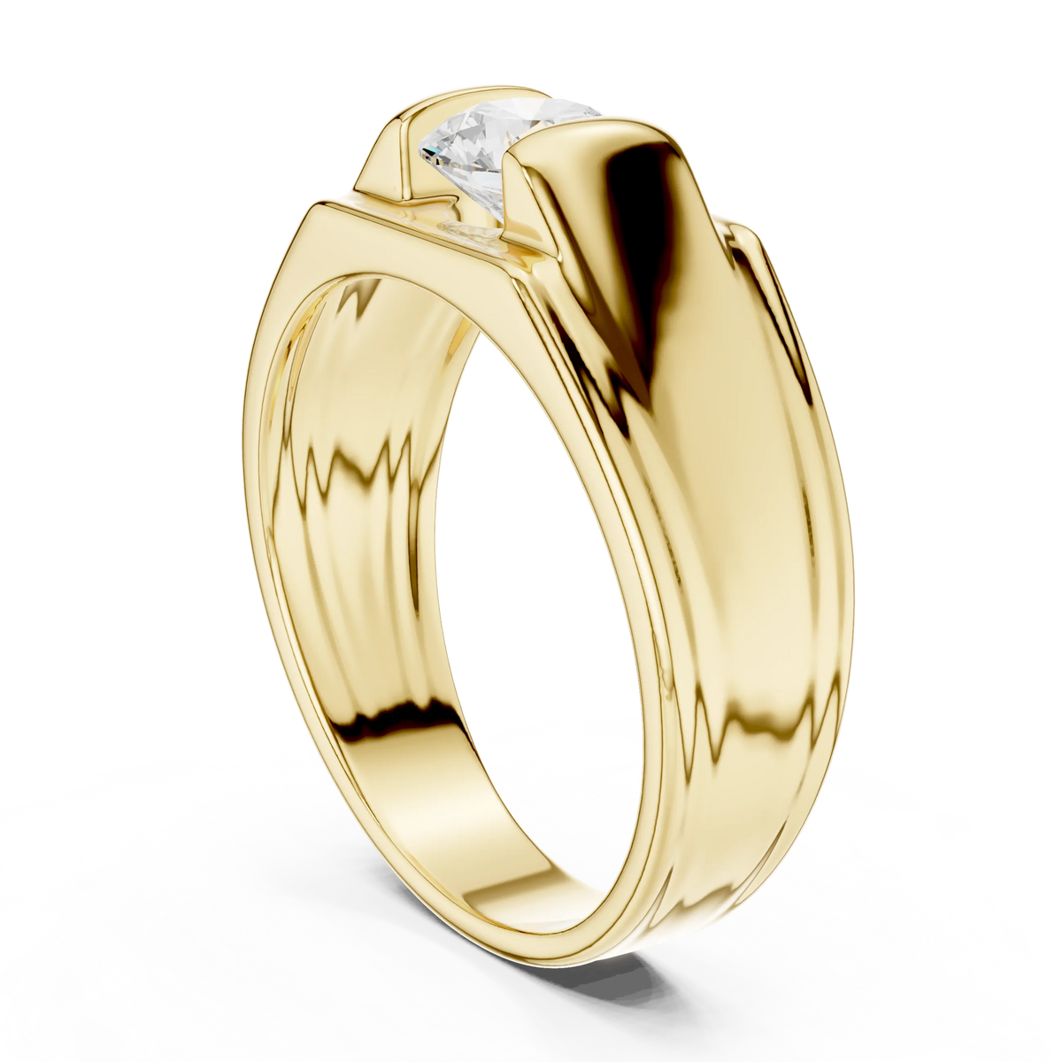 1.00 CT Round Lab-Grown Diamond Men’s Channel-Set Wide Ring in 14K Gold