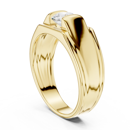 1.00 CT Round Lab-Grown Diamond Men’s Channel-Set Wide Ring in 14K Gold