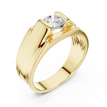 1.00 CT Round Lab-Grown Diamond Men’s Channel-Set Wide Ring in 14K Gold