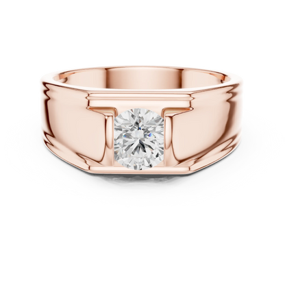 1.00 CT Round Lab-Grown Diamond Men’s Channel-Set Wide Ring in 14K Gold
