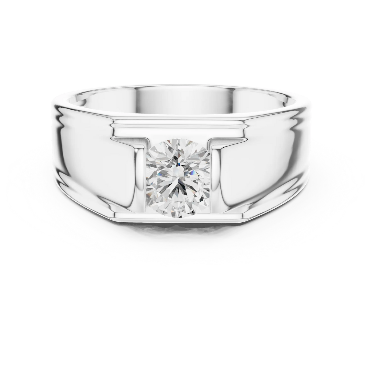 1.00 CT Round Lab-Grown Diamond Men’s Channel-Set Wide Ring in 14K Gold