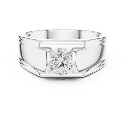 1.00 CT Round Lab-Grown Diamond Men’s Channel-Set Wide Ring in 14K Gold