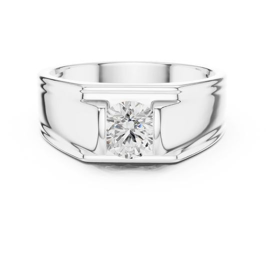 1.00 CT Round Lab-Grown Diamond Men’s Channel-Set Wide Ring in 14K Gold