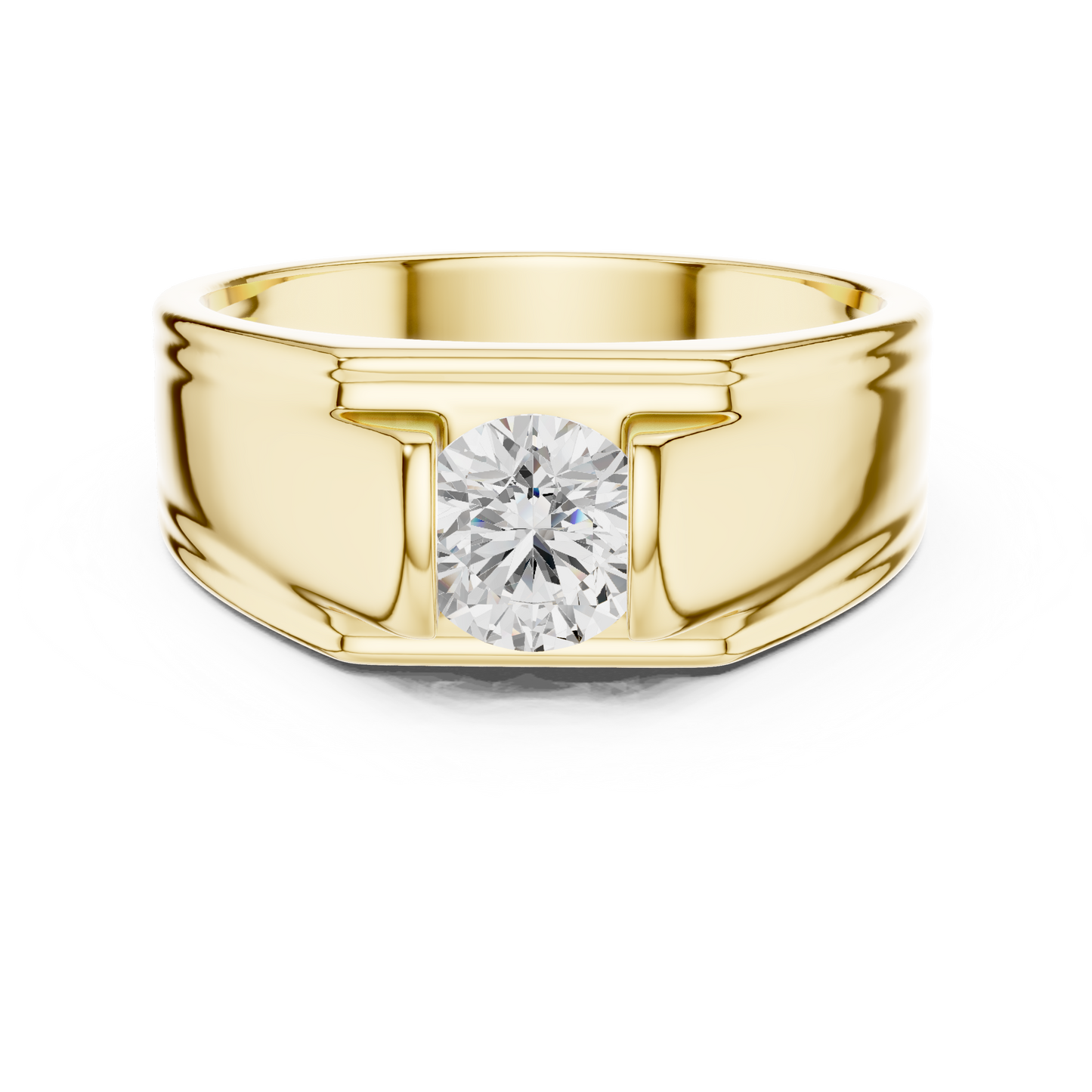 1.00 CT Round Lab-Grown Diamond Men’s Channel-Set Wide Ring in 14K Gold