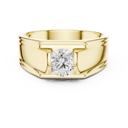 1.00 CT Round Lab-Grown Diamond Men’s Channel-Set Wide Ring in 14K Gold