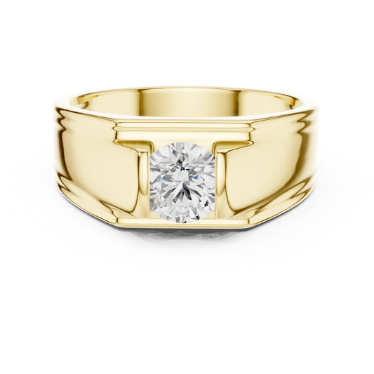 1.00 CT Round Lab-Grown Diamond Men’s Channel-Set Wide Ring in 14K Gold — product image 2