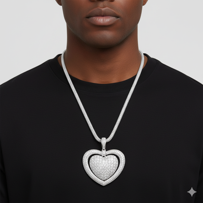 Double Heart Diamond Pendant Necklace