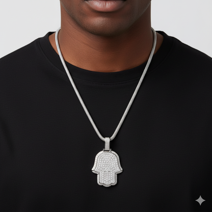 Hamsa Hand Diamond Pendant Necklace