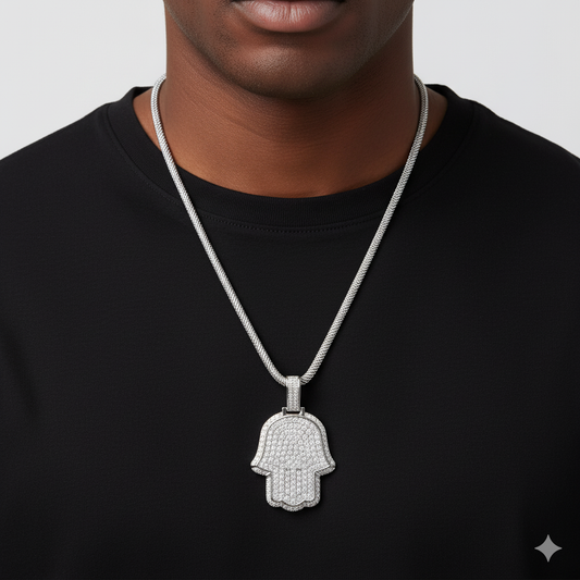 2.13 ct Hamsa Hand Diamond Pendant Necklace | 14K Gold |
