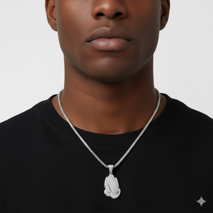 Praying Hands Diamond Pendant Necklace