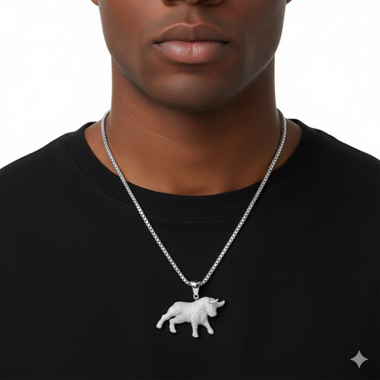 Bull Diamond Pendant Necklace