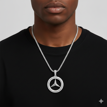 Tri-Star Circle Diamond Pendant Necklace