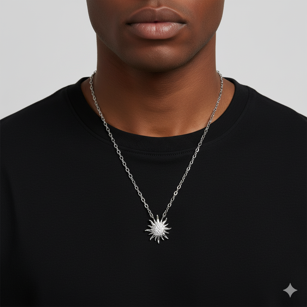 0.28 ct Sunburst Diamond Pendant Necklace | 14K Gold |