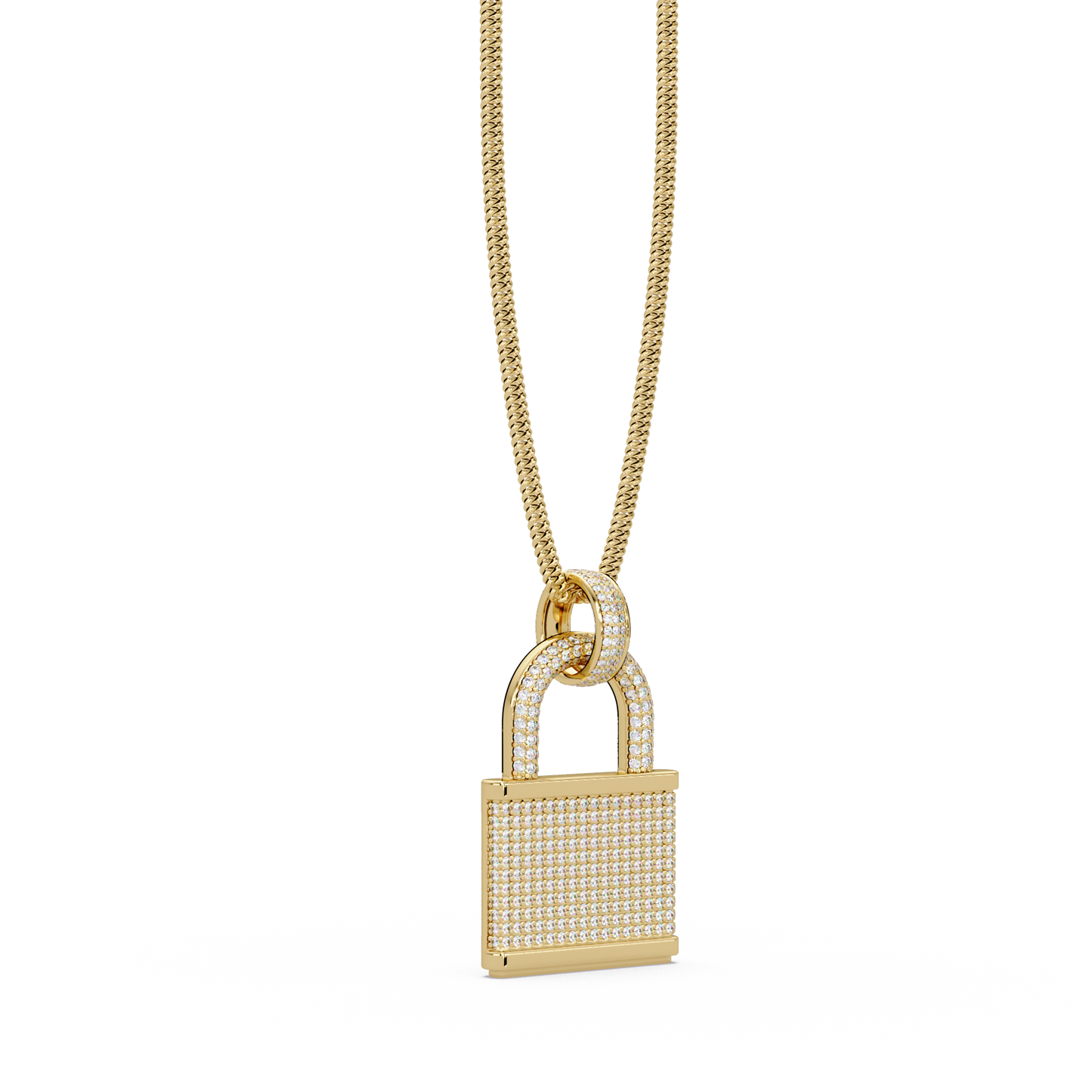 2.05 ct Diamond Lock Pendant Necklace – 14K Solid Gold |