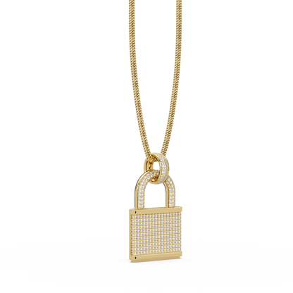 Diamond Lock Pendant Necklace
